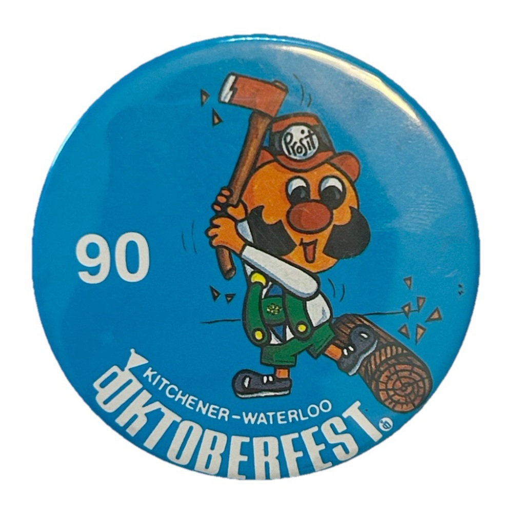 Vintage 1990 Oktoberfest Button Pin Kitchener Waterloo Canada Blue Beer Featival